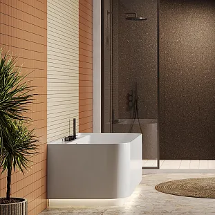 Ванна Атланта 1700 с подиумом и подсветкой, Белый матовый Solid Surface
