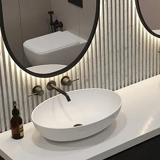 Умывальник Дубай 570 Белый матовый, Solid Surface