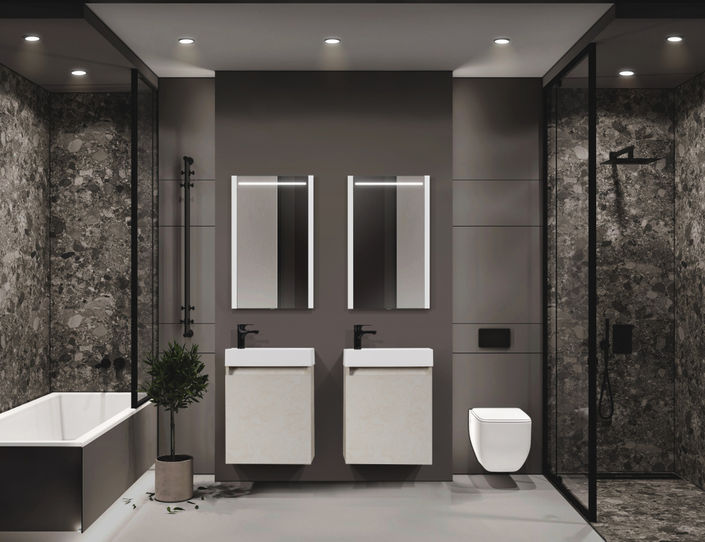 Выбор подвесного монтажа позволяет оптимально использовать полезное пространство ванной комнаты, что делает эту модель выигрышным вариантом для небольшой ванной комнаты. 