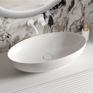 Умывальник Алекс 700 Эллипс Белый матовый, Solid Surface