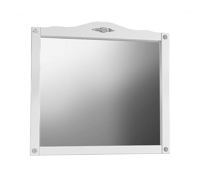 Зеркало Империя В 105, белый матовый с серебряной патиной (64)