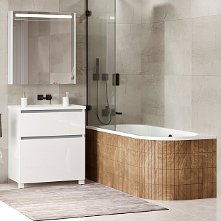 Тумба напольная Фаворит 85-02К, белый глянцевый