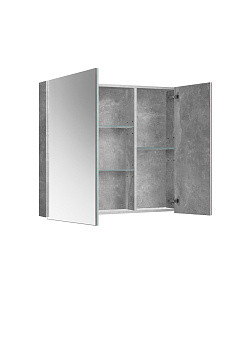 Шкаф навесной зеркальный Стокгольм ВШ 80 Бетон Чикаго светло-серый (31)