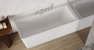 Ванна Турин 1600 R, Белый матовый, Solid Surface