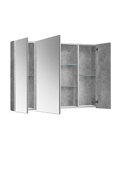 Шкаф навесной зеркальный Стокгольм ВШ 100 Бетон Чикаго светло-серый (31)